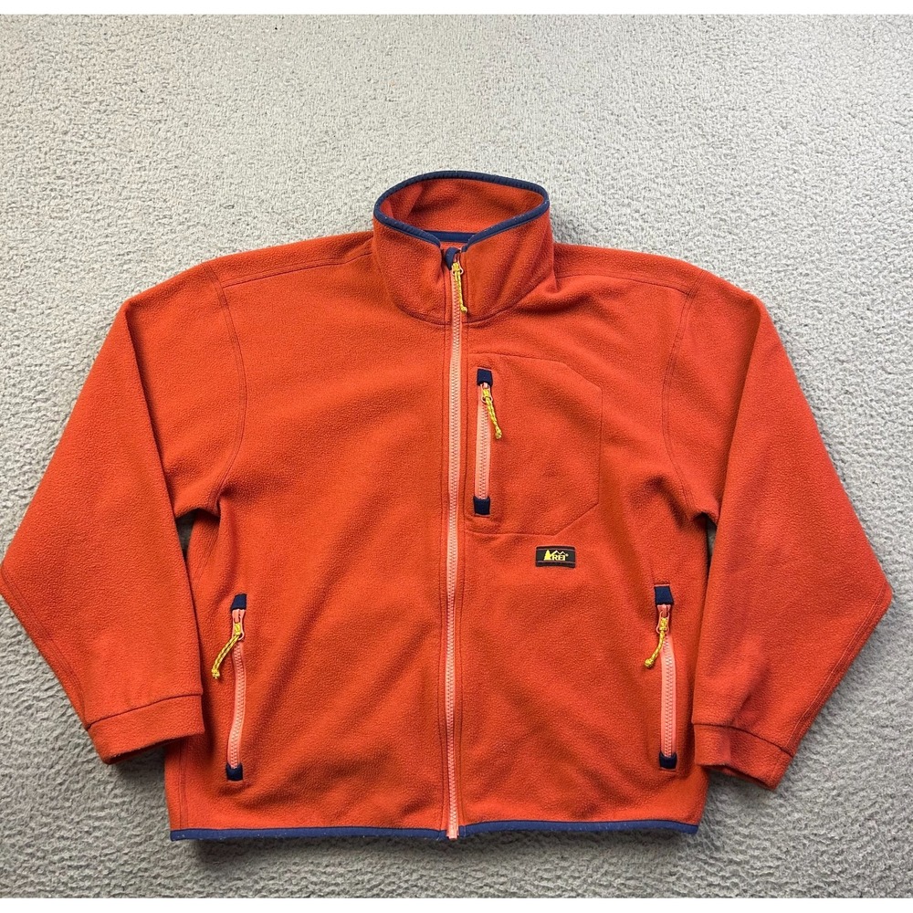 REI Co-op Men's Orange Trailsmith Hiking Fleece Full Zip Jacket Gorpcore Small